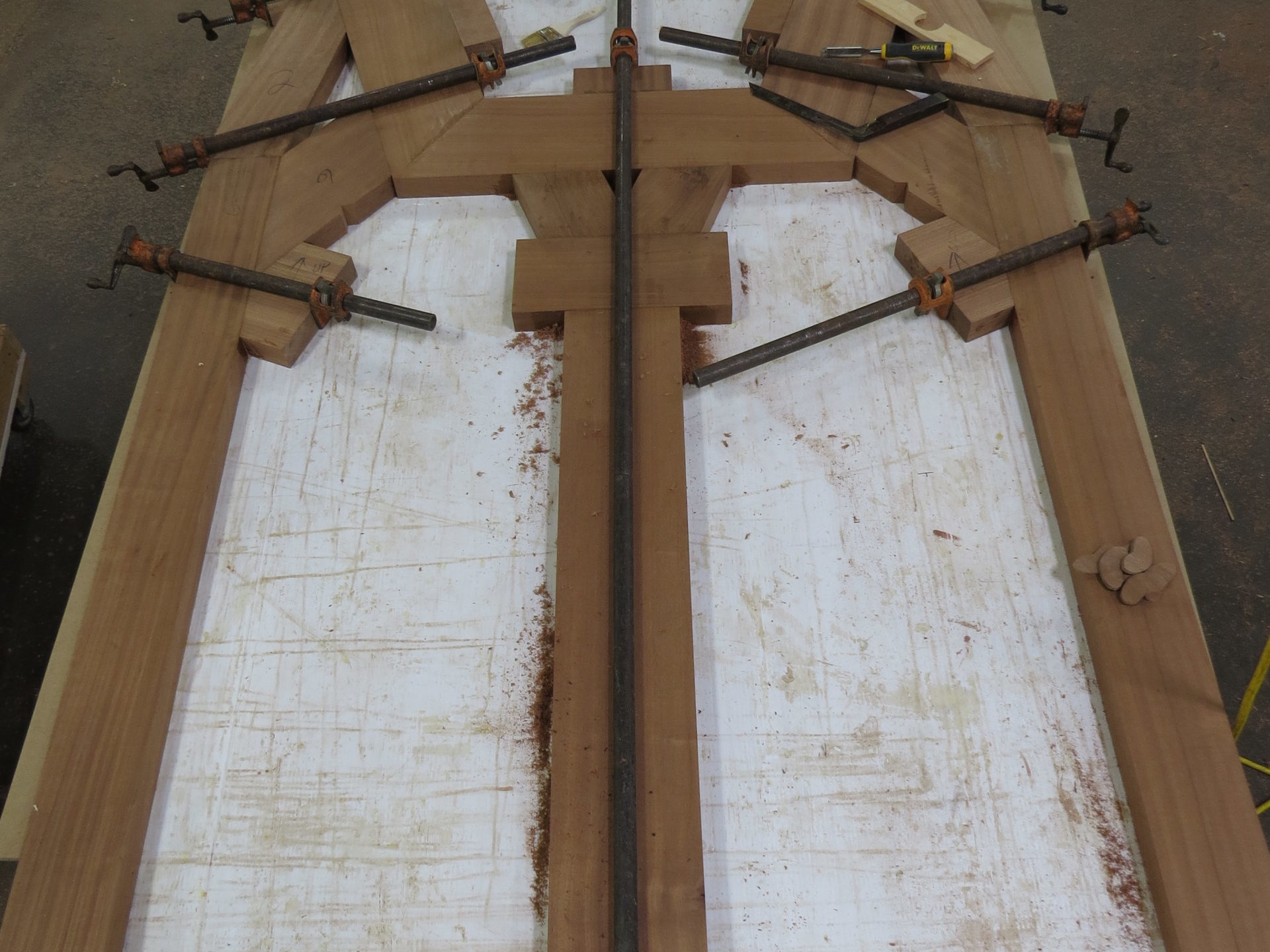 Glued up frame of clover leaf design