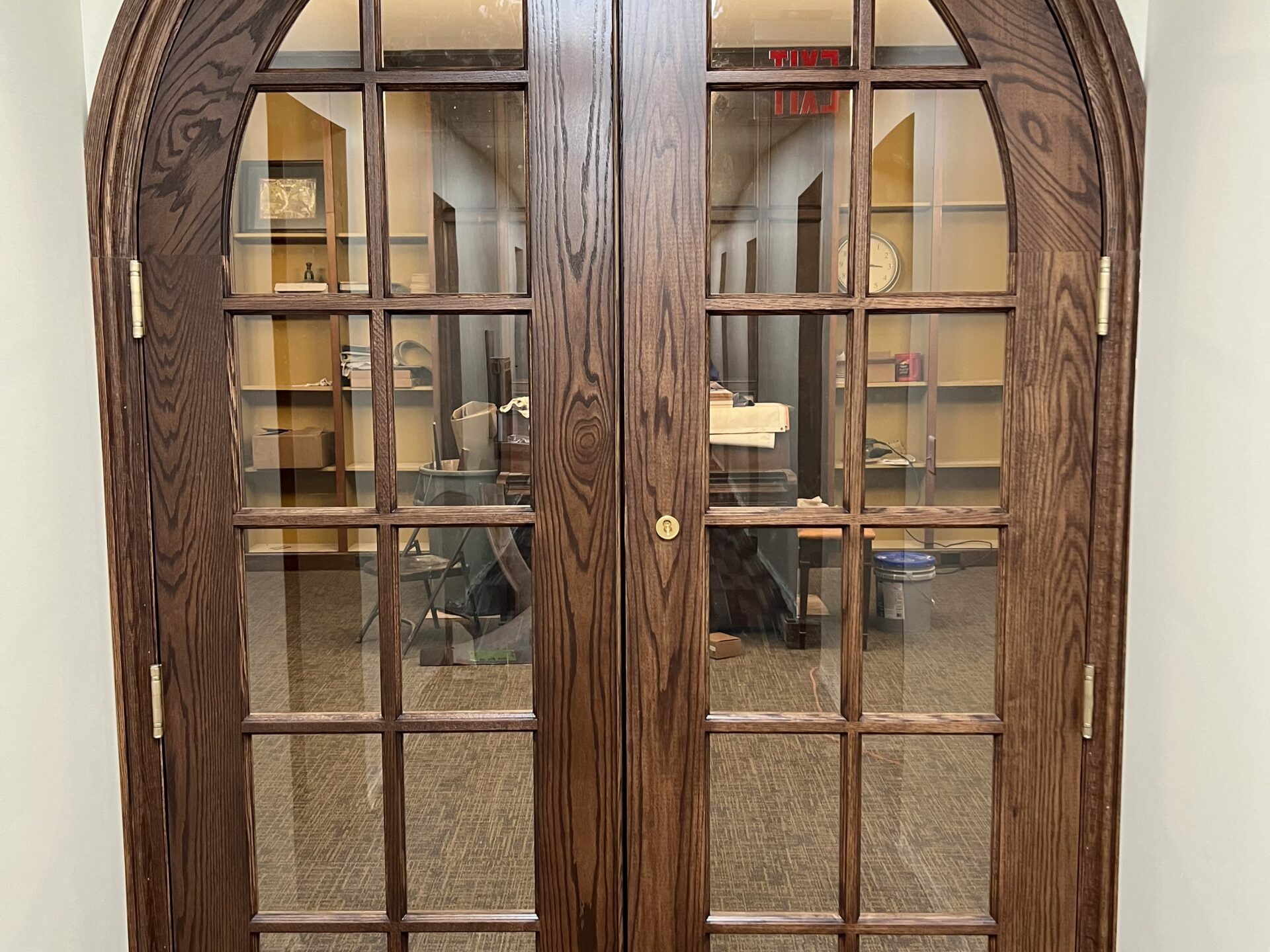 University Interior Half Round Doors Installed - View into Office