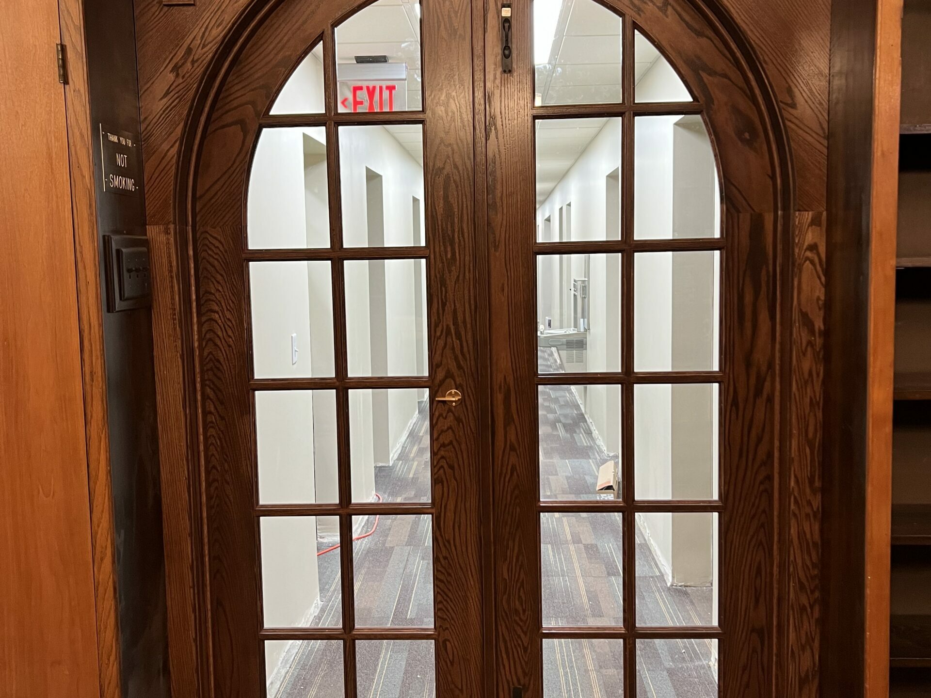 University Interior Half Round Doors Installed - View into Hallway