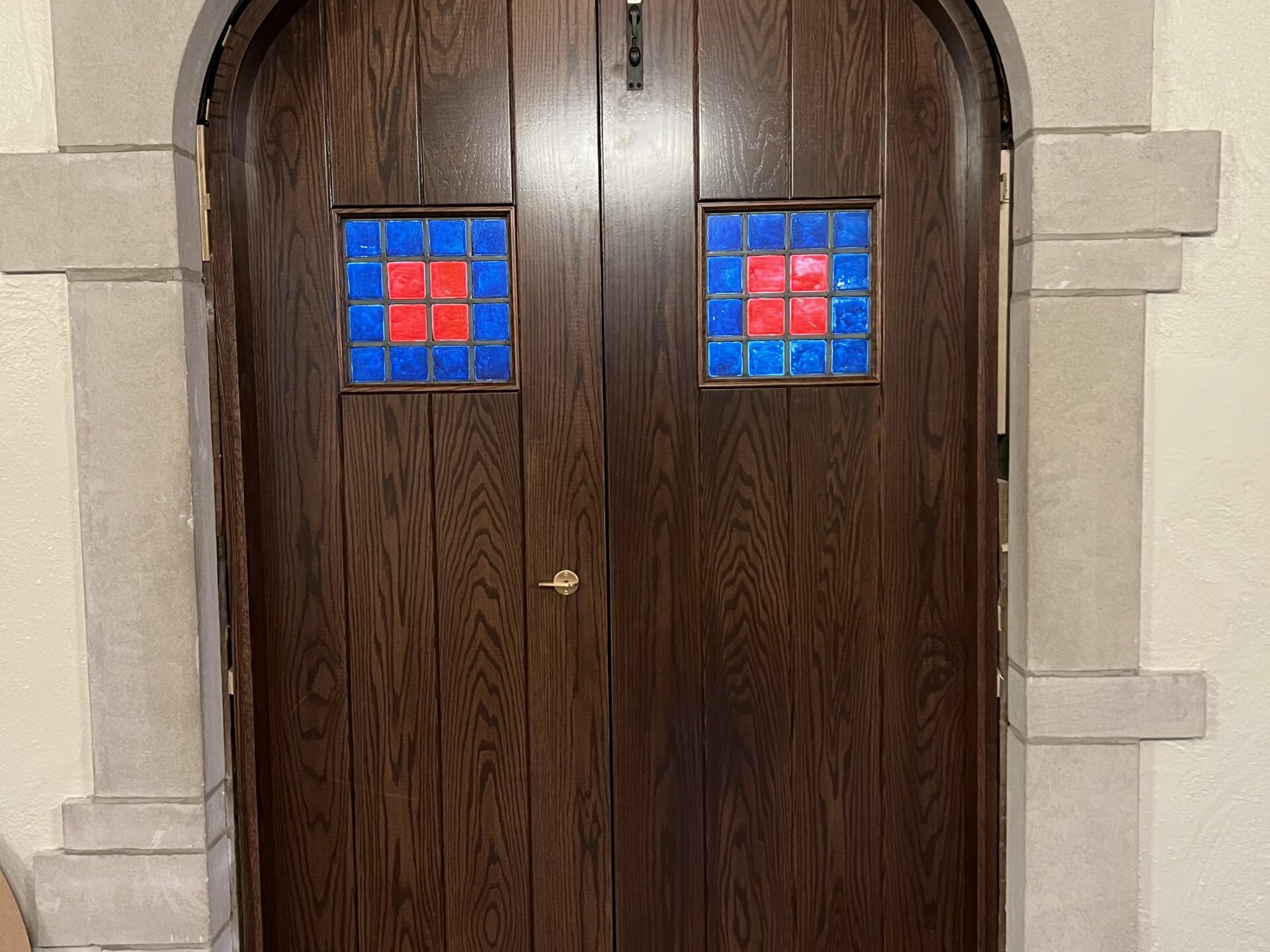 University Interior Gothic Top Doors Installed - View into Hallway