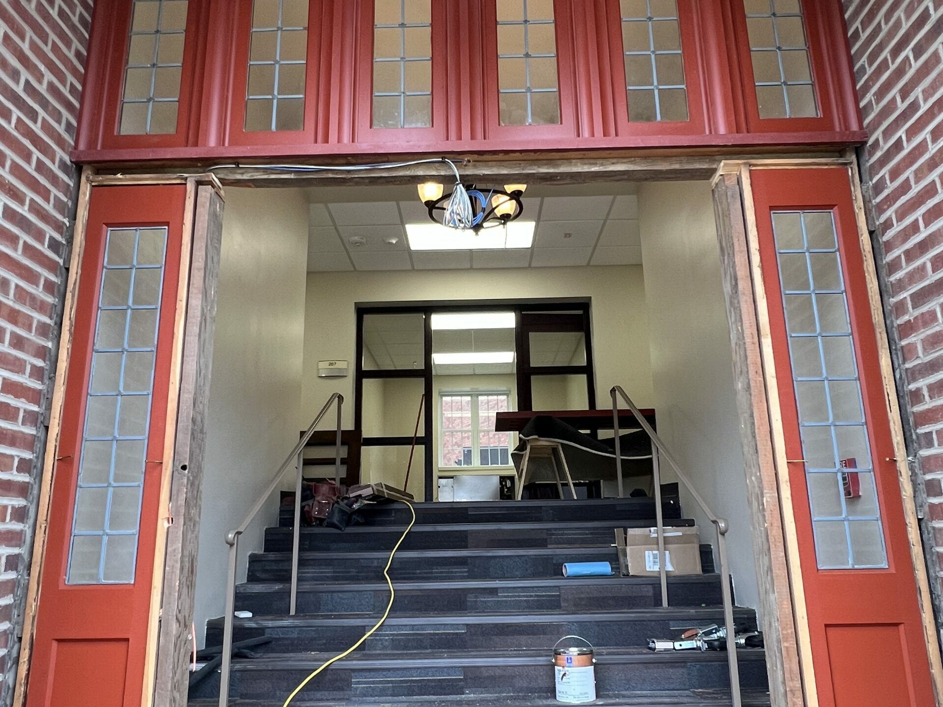 University Entry Door Installation in Process