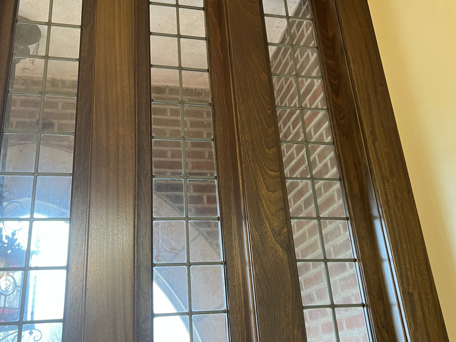 University Transom Leaded Glass Windows Installed